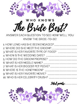 Bridal Shower Games and Signs {Purple Flowers} by Dear Divine Designs