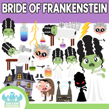 Preview of Bride of Frankenstein Clipart (Lime and Kiwi Designs)