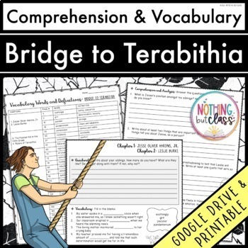 Preview of Bridge to Terabithia | Comprehension Questions and Vocabulary by chapter