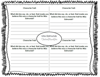 Bridge to Terabithia Miss Edmunds Characterization Graphic Organizer