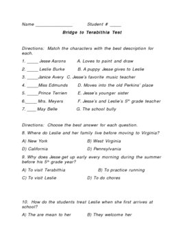 Bridge To Terabithia Test By Mr Z Teachers Pay Teachers