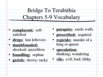 Bridge to Terabithia Vocabulary Study by RESOURCES4U | TpT
