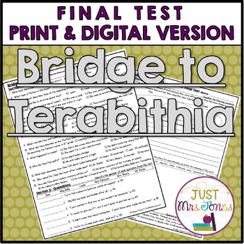 Preview of Bridge to Terabithia by Katherine Paterson Final Test