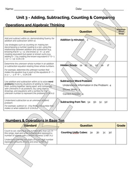 Preview of Bridges 1st Grade Standards Based Post-Assessment Cover Sheet: Unit 3