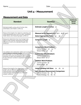 Preview of Bridges 2nd Grade Standards Based Post-Assessment Cover Sheet: Unit 4
