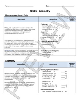 Preview of Bridges 3rd Grade Standards Based Post-Assessment Cover Sheet: Unit 6