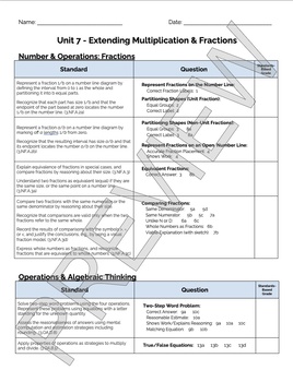 Preview of Bridges 3rd Grade Standards Based Post-Assessment Cover Sheet: Unit 7