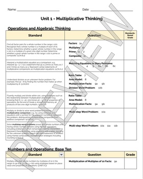 Preview of Bridges 4th Grade Standards Based Post-Assessment Cover Sheet: Unit 1