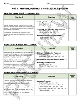 Preview of Bridges 4th Grade Standards Based Post-Assessment Cover Sheet: Unit 7