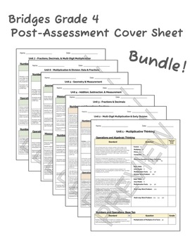 Preview of Bridges 4th Grade Standards Based Post-Assessment Cover Sheets: Units 1 - 7