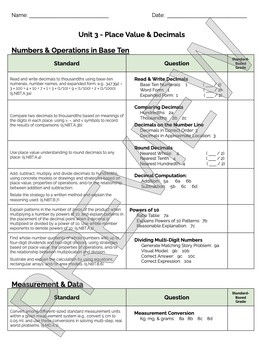 Preview of Bridges 5th Grade Standards Based Post-Assessment Cover Sheet: Unit 3