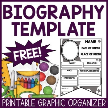 Preview of Biography Graphic Organizer Pennant | Free Writing Template