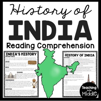 Preview of Brief History of India Reading Comprehension Worksheet Asia Country Studies