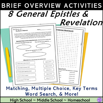 Preview of Brief Review 8 General Epistles & Revelation Bible overview worksheet activities