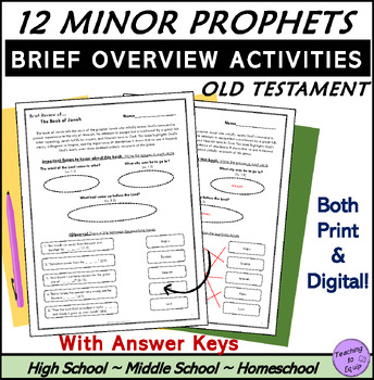 Preview of Brief Reviews of 12 Minor Prophet Bible books overview worksheet activities