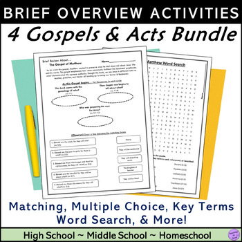 Preview of Brief Reviews of 4 Gospels & Acts Bible book overview activities