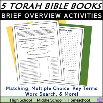 Preview of Brief Reviews of 5 Torah Bible book overview worksheet activities