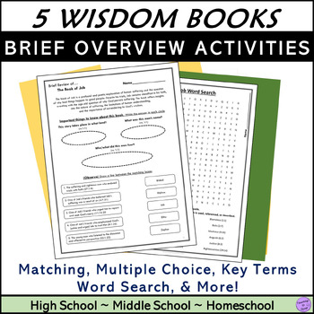 Preview of Brief Reviews of 5 Wisdom Bible book overview worksheet activities