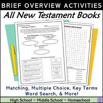 Preview of Brief Reviews of ALL 27 New Testament Bible books overview worksheet activities