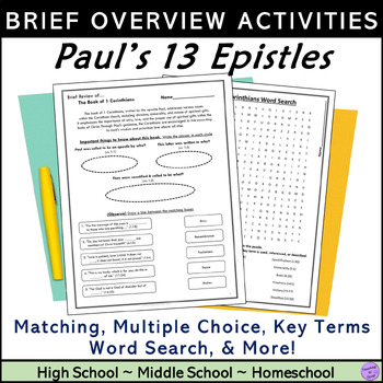 Preview of Brief Reviews of Paul's 13 Epistles Bible books overview worksheet activities