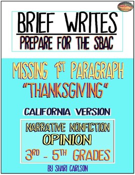 Preview of Brief Writes - 1:  Thanksgiving OPINION - Missing the INTRODUCTION