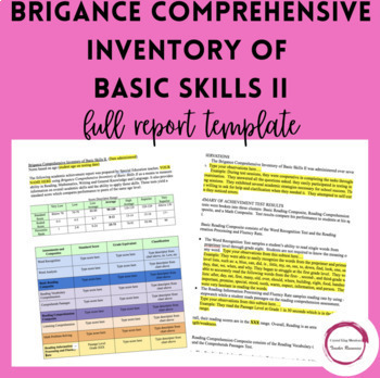 Preview of Brigance Comprehensive Inventory of Basic Skills II report template