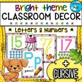 Bright Alphabet and Number Posters | Print and Cursive