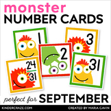 September Monsters Calendar Numbers - Number Cards for Sep