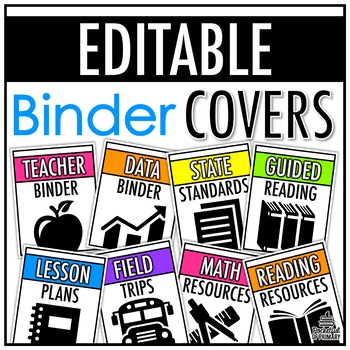 Preview of Bright Binder Covers (with Binder Spines) | EDITABLE
