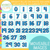 Bright Blue on White Square Number Tile Clip Art - MOVEABL