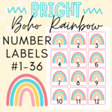 Bright Boho Rainbow Classroom Organization Number Labels