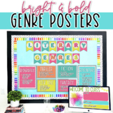 Book Genre Posters -EDITABLE Bright & Bold Middle School L