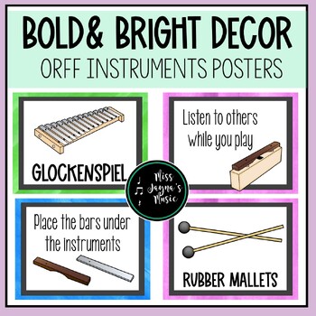 Preview of Bright & Bold Music Room Décor- Orff Rules, Labels, Set Ups