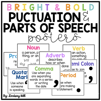 Preview of Bright & Bold - Punctuation & Parts of Speech Posters