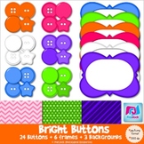 Bright Buttons, Frames, & Background Paper Clip Art - Comm