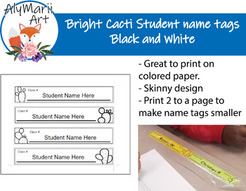 Preview of Bright Cacti Student name tags (EDITABLE)