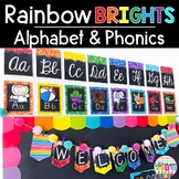 Bright Chalkboard Alphabet Posters, Phonics Posters and Word Wall