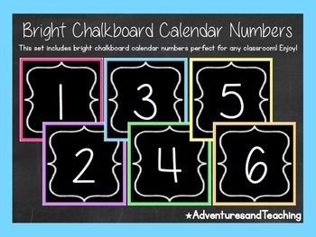 Chalkboard Themed Calendar Numbers {Blue}