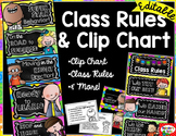 Bright Chalkboard Classroom Rules, Clip Chart & More EDITABLE