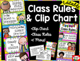 Bright Classroom Decor: Rules, Clip Chart & More EDITABLE