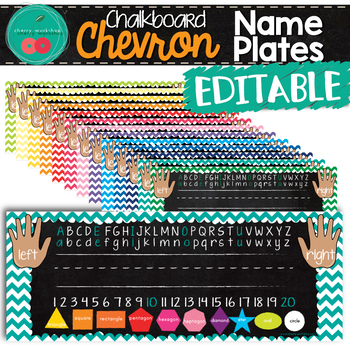 Preview of Bright Chalkboard Name Plates | Name Tags With Alphabet Numbers and Shapes