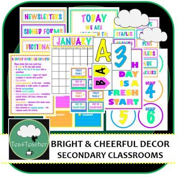 Preview of CLASSROOM DECOR SET Bright and Cheerful