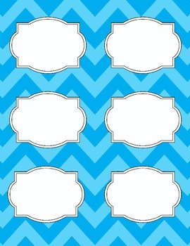 Bright Chevron Blank Labels *light Blue* By Hillary Brodsky 