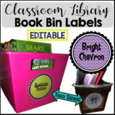 Book Bin Labels for Classroom Library Bright Chevron -EDITABLE-