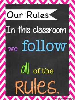 Bright Chevron Chalkboard Subway Art Classroom Rules by Adventures and ...