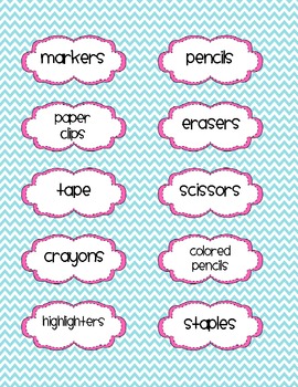 Bright Chevron Classroom Supply Labels By Heather Strickland 