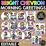 Bright Chevron Morning Greeting Signs | Classroom Greeting