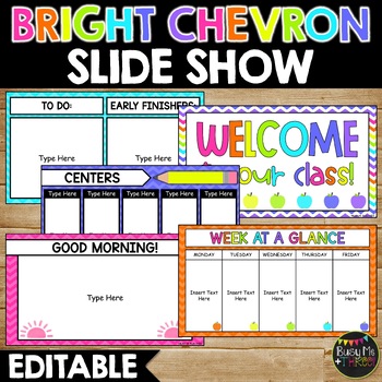 Preview of Bright Chevron Themed Presentation | Editable | Google Slides | Slide Show