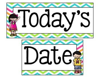 Preview of Bright Chevron Whiteboard Date Display