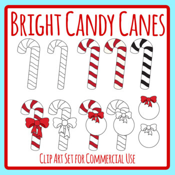 Bright Christmas Candy Canes With Labels Clip Art Set Commercial Use